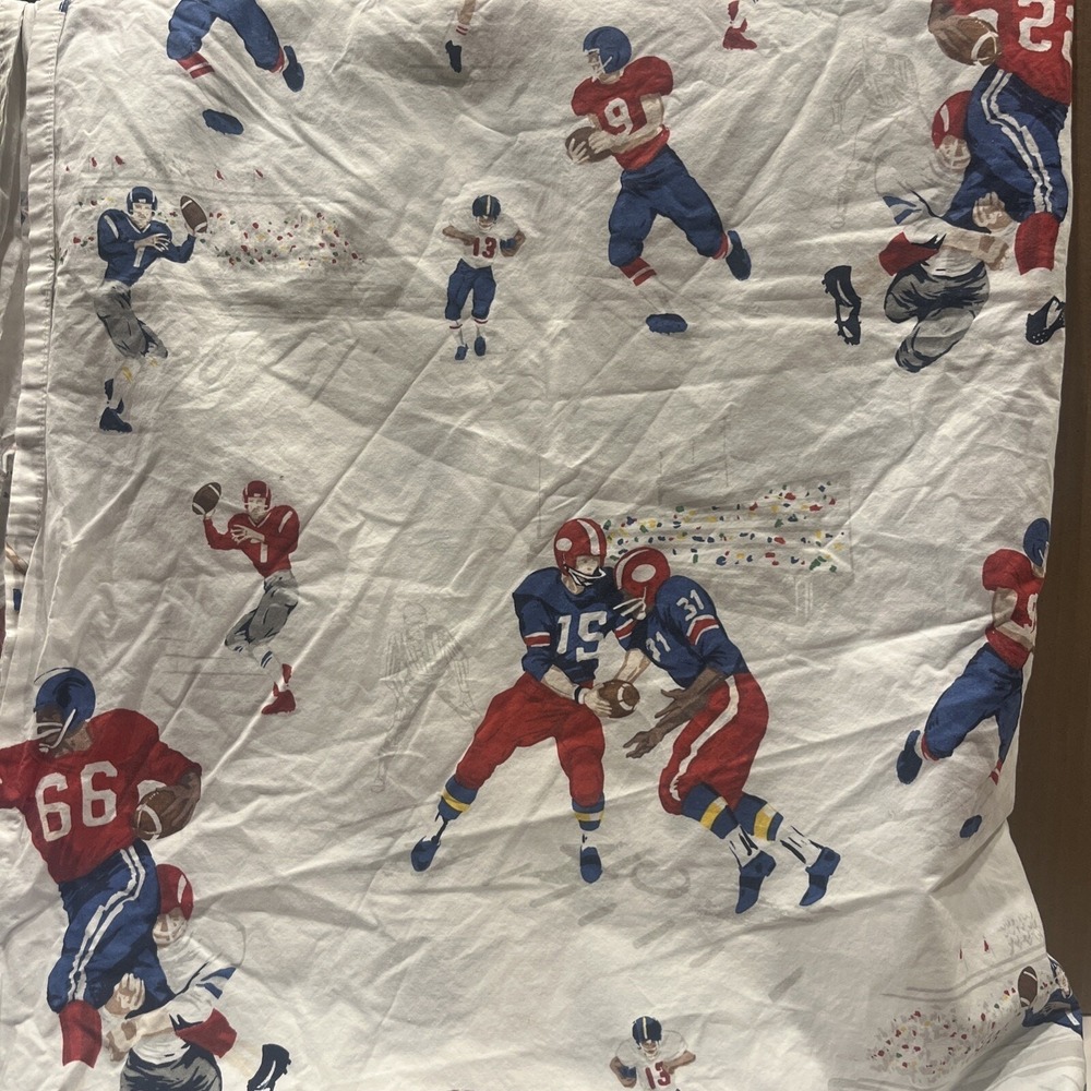 Pottery Barn Kids Football 100% Organic Cotton Full Double Flat Sheet Only
